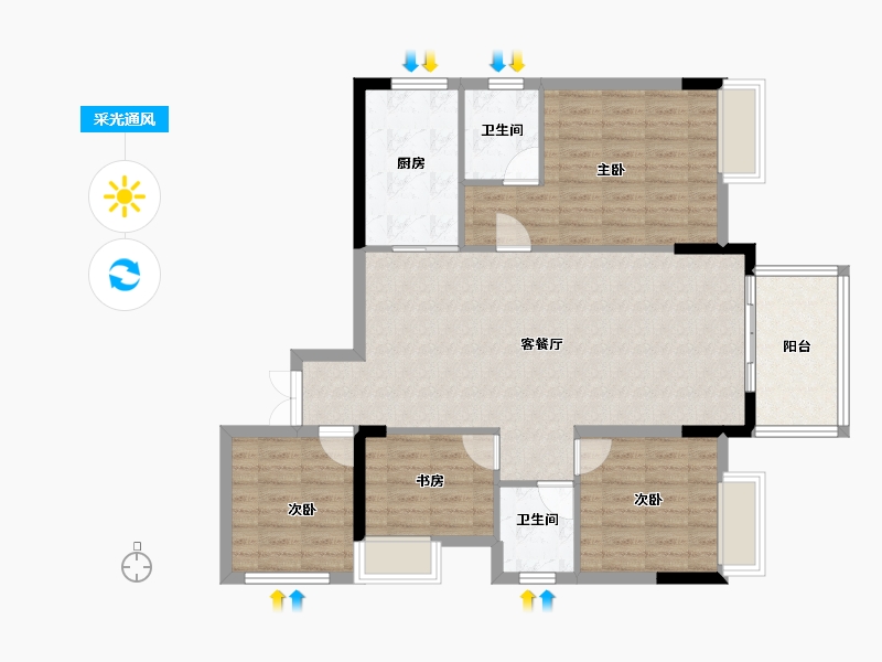 四川省-泸州市-蔺郎锦绣山水印象-100.64-户型库-采光通风