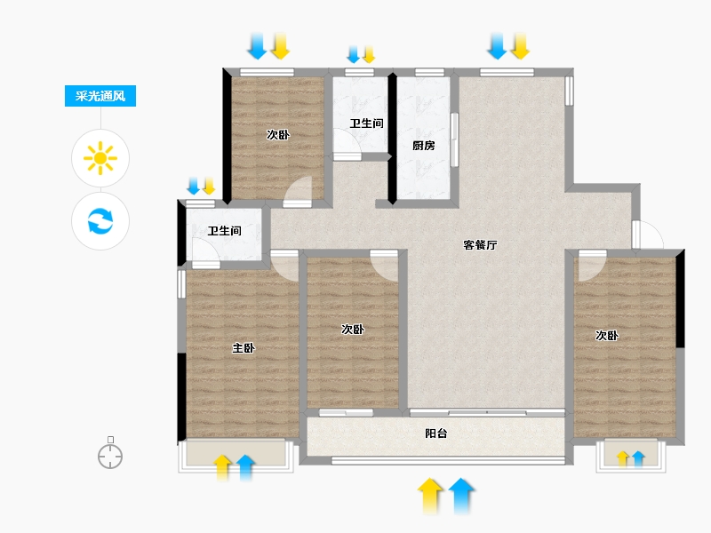 山东省-东营市-贵和府-140.00-户型库-采光通风