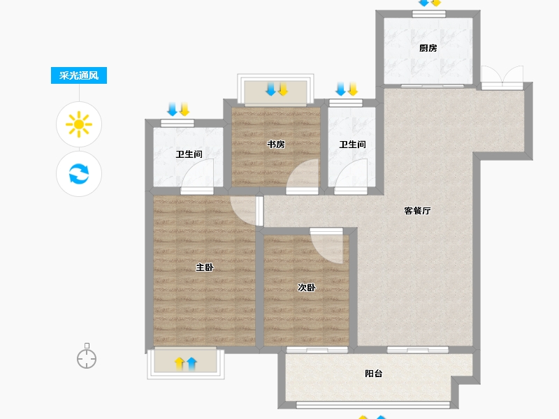 江苏省-扬州市-吾悦虎踞龙蟠-98.00-户型库-采光通风