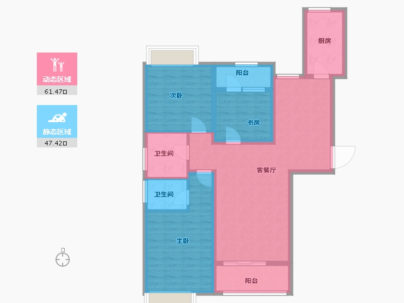 江西省-新余市-御天城·蟠龙居南区·B-97.05-户型库-动静分区