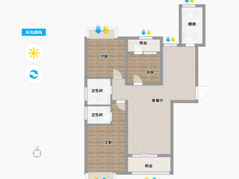 江西省-新余市-御天城·蟠龙居南区·B-97.05-户型库-采光通风