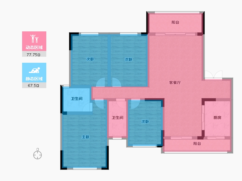 贵州省-黔西南布依族苗族自治州-万聚·公园城-130.03-户型库-动静分区