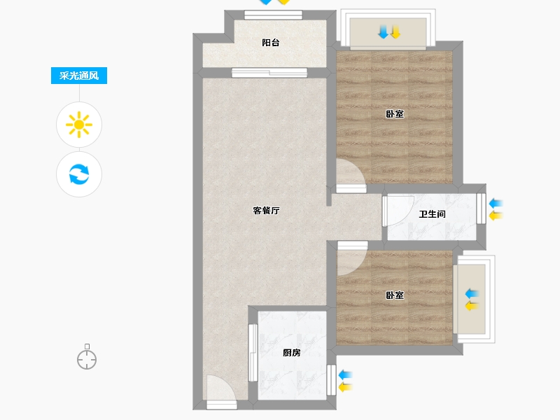 广东省-珠海市-阳光一号-54.27-户型库-采光通风