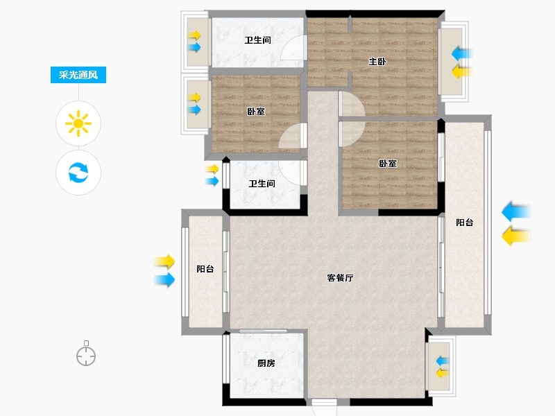 广东省-珠海市-优特绿城桂语香山住宅-113.60-户型库-采光通风