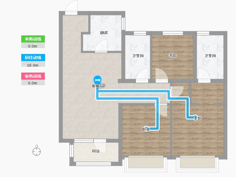 河北省-唐山市-蓝湾小镇-85.60-户型库-动静线