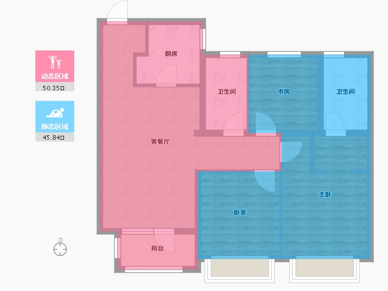 河北省-唐山市-蓝湾小镇-85.60-户型库-动静分区