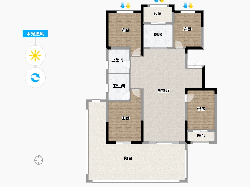 辽宁省-盘锦市-蓝色康桥N区·天玺城-161.19-户型库-采光通风