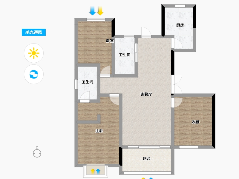 河北省-承德市-中冶兴隆新城·红石郡-97.93-户型库-采光通风