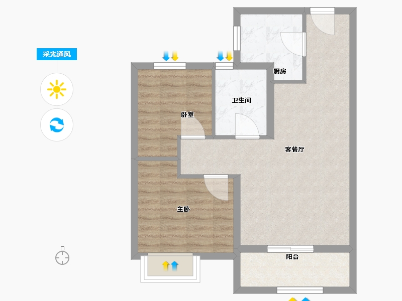 山东省-菏泽市-奥泽幸福里-60.00-户型库-采光通风