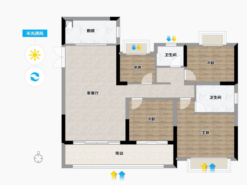 江苏省-盐城市-新城悦隽首府-102.00-户型库-采光通风