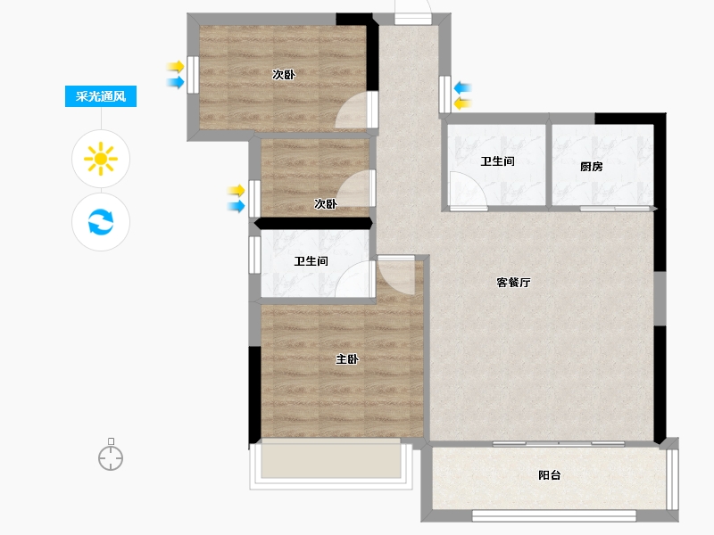 福建省-宁德市-福鼎盛大庄园-70.40-户型库-采光通风