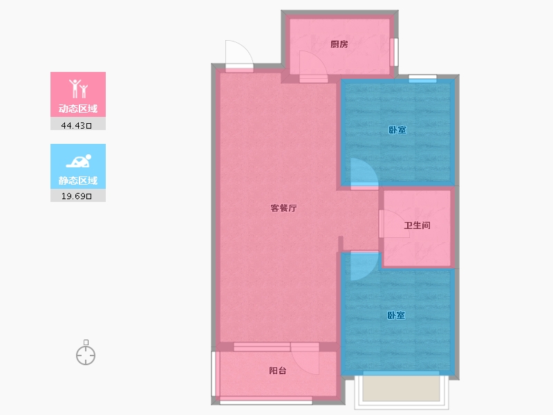 河北省-唐山市-禹洲嘉誉瀞湖-56.53-户型库-动静分区