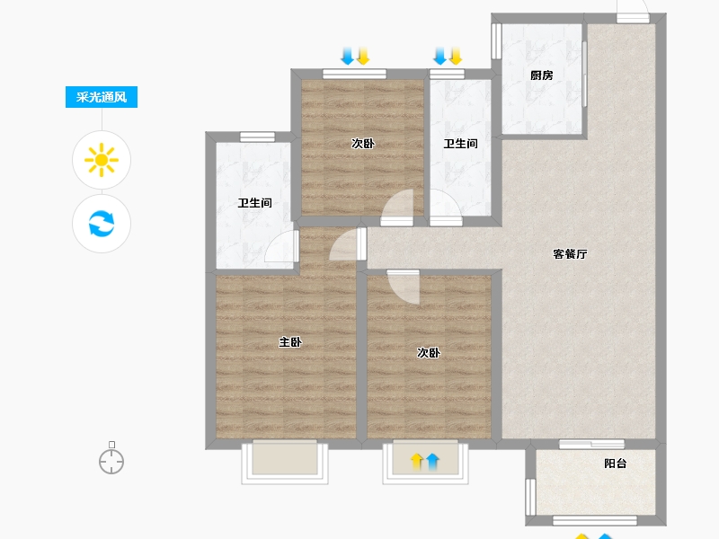 山西省-太原市-阳光·汾河湾D区-92.80-户型库-采光通风