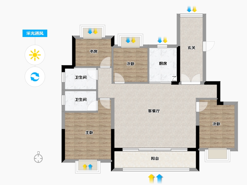 江苏省-盐城市-新城悦隽首府-106.01-户型库-采光通风