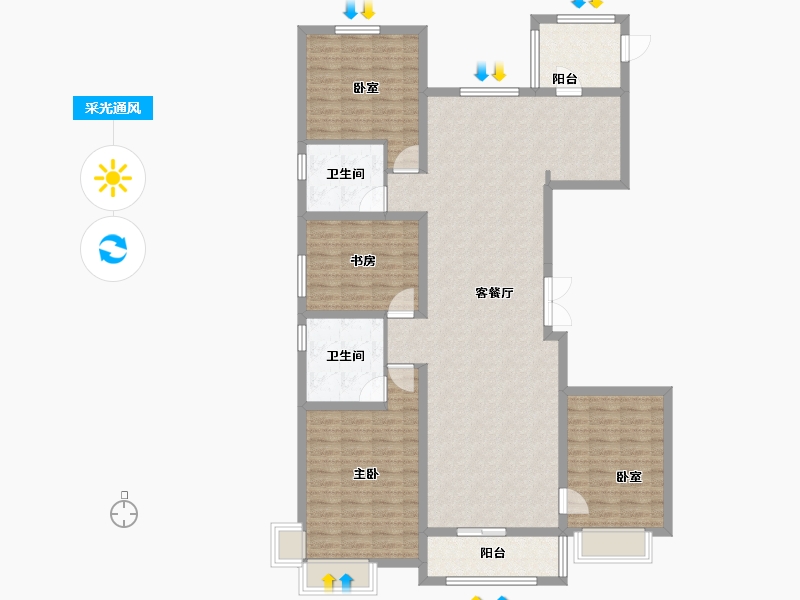 山西省-太原市-怡佳·天一城-132.62-户型库-采光通风