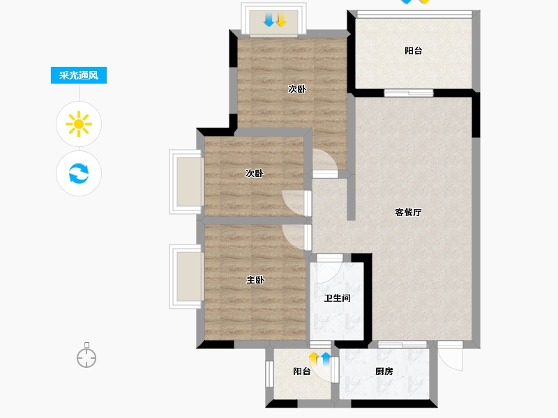 四川省-广安市-鑫鸿公馆-77.67-户型库-采光通风