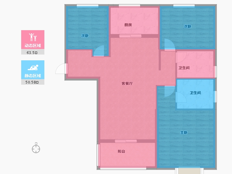 吉林省-吉林市-恒大滨江左岸-102.77-户型库-动静分区