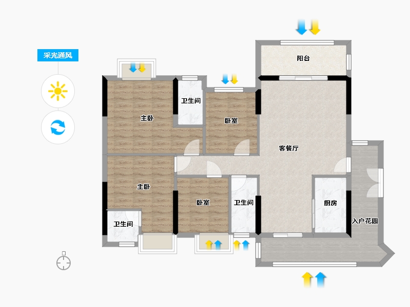 广东省-梅州市-万宁华府-105.00-户型库-采光通风