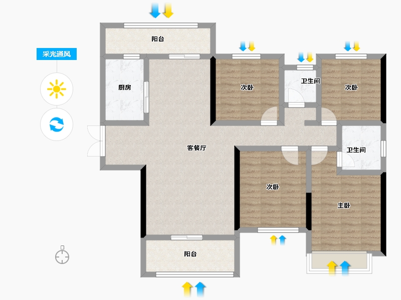 湖南省-常德市-弘康公馆-112.48-户型库-采光通风