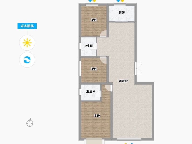 内蒙古自治区-包头市-松石御景江山-104.00-户型库-采光通风