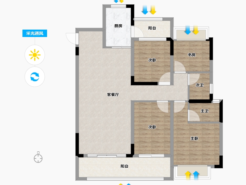 河南省-信阳市-富邦星湖丽景-111.25-户型库-采光通风