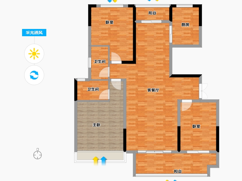 河南省-商丘市-虞城建业山水湖城·2期-135.00-户型库-采光通风