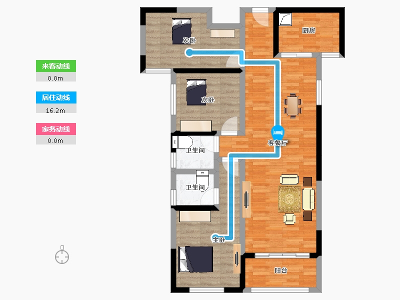 安徽省-宿州市-恒福新城A区-89.17-户型库-动静线