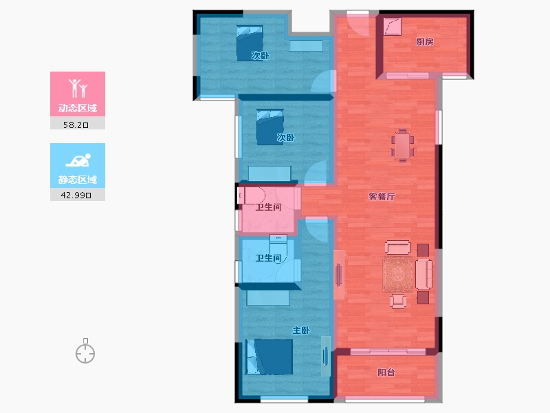 安徽省-宿州市-恒福新城A区-89.17-户型库-动静分区