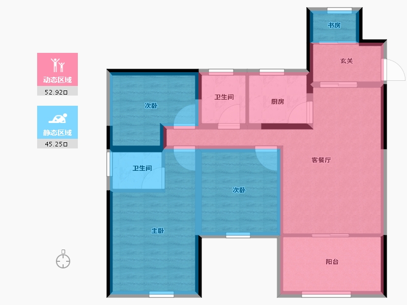 四川省-遂宁市-烨宇·锦绣江山-86.55-户型库-动静分区