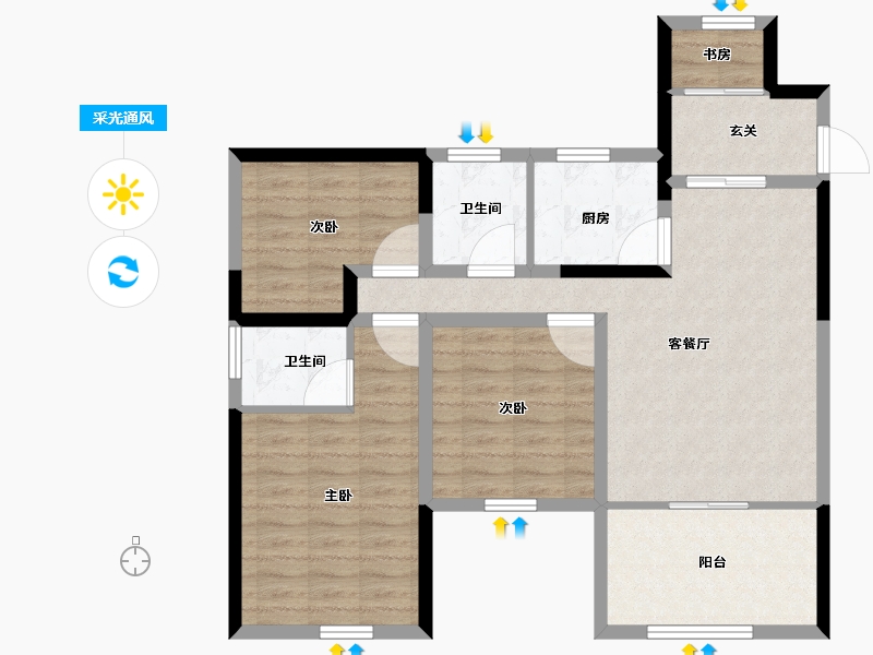 四川省-遂宁市-烨宇·锦绣江山-86.55-户型库-采光通风