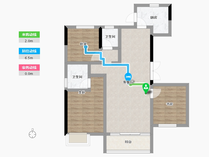 河北省-承德市-中冶兴隆新城·红石郡-73.65-户型库-动静线