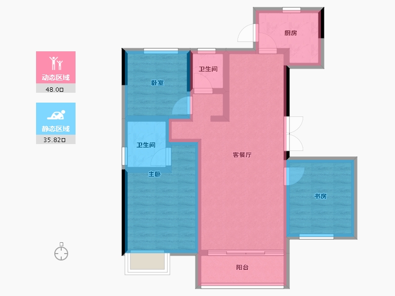 河北省-承德市-中冶兴隆新城·红石郡-73.65-户型库-动静分区