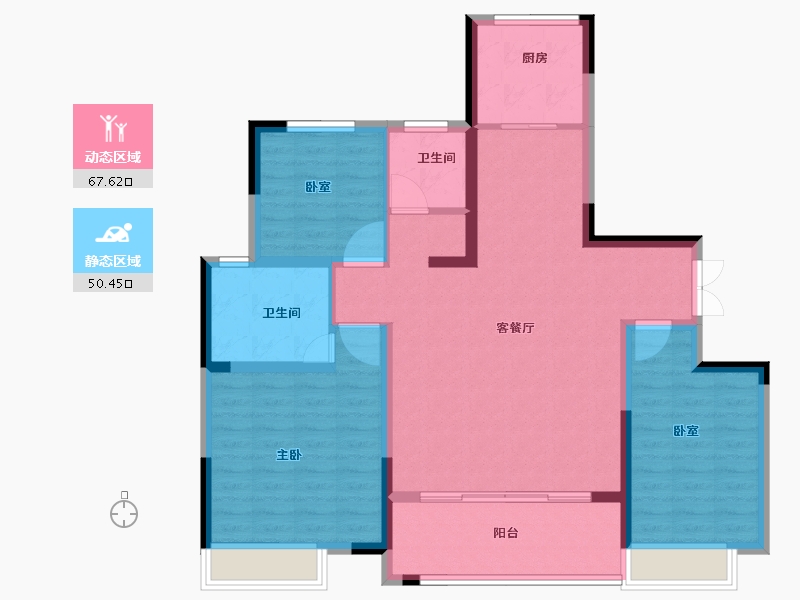 河南省-商丘市-虞城建业湖山境-105.93-户型库-动静分区