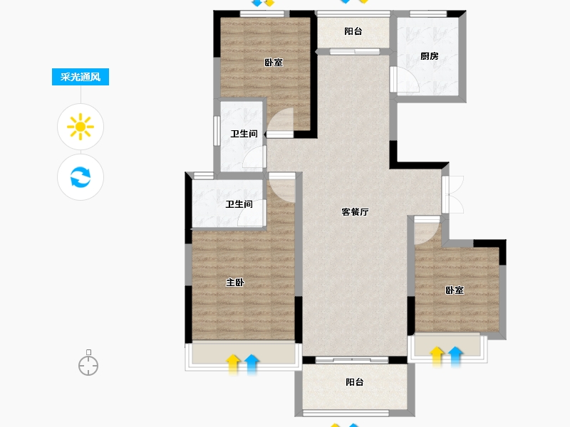 河南省-商丘市-虞城建业湖山境-102.40-户型库-采光通风