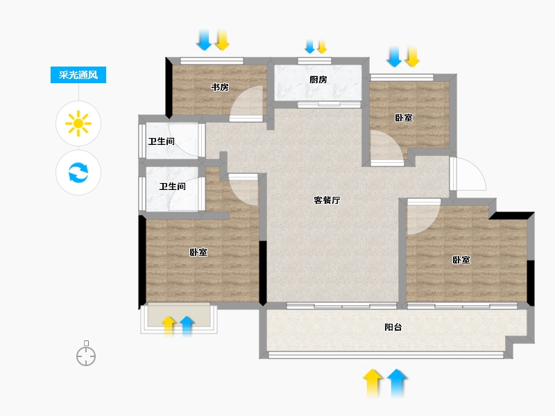 安徽省-六安市-远大玺悦府-102.40-户型库-采光通风