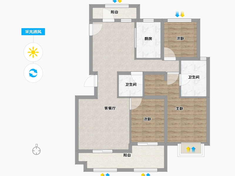 北京-北京市-京投发展·檀谷-87.55-户型库-采光通风