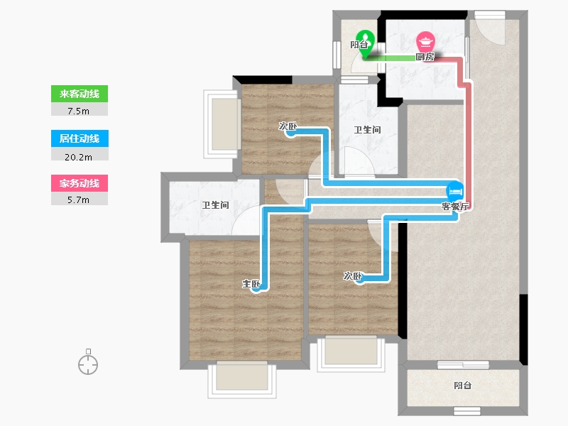 广东省-东莞市-龙光玖龙玺-80.67-户型库-动静线