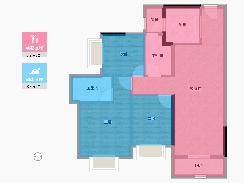 广东省-东莞市-龙光玖龙玺-80.67-户型库-动静分区