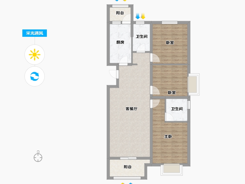 山西省-太原市-山投·青运城-88.74-户型库-采光通风