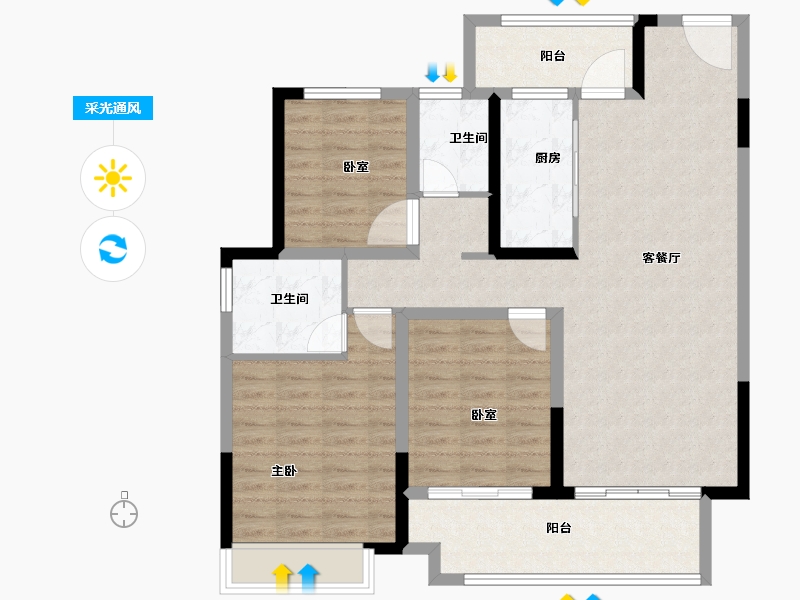 河南省-商丘市-虞城建业湖山境-100.00-户型库-采光通风