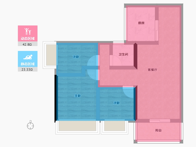 广东省-东莞市-粤港湾华堂里8号-56.85-户型库-动静分区