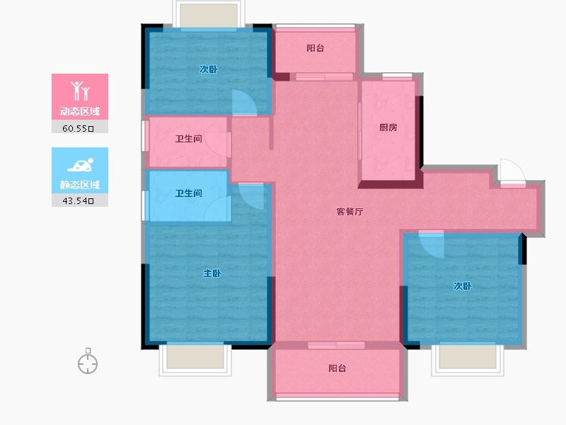 江苏省-扬州市-宝应碧桂园天悦公馆-92.78-户型库-动静分区