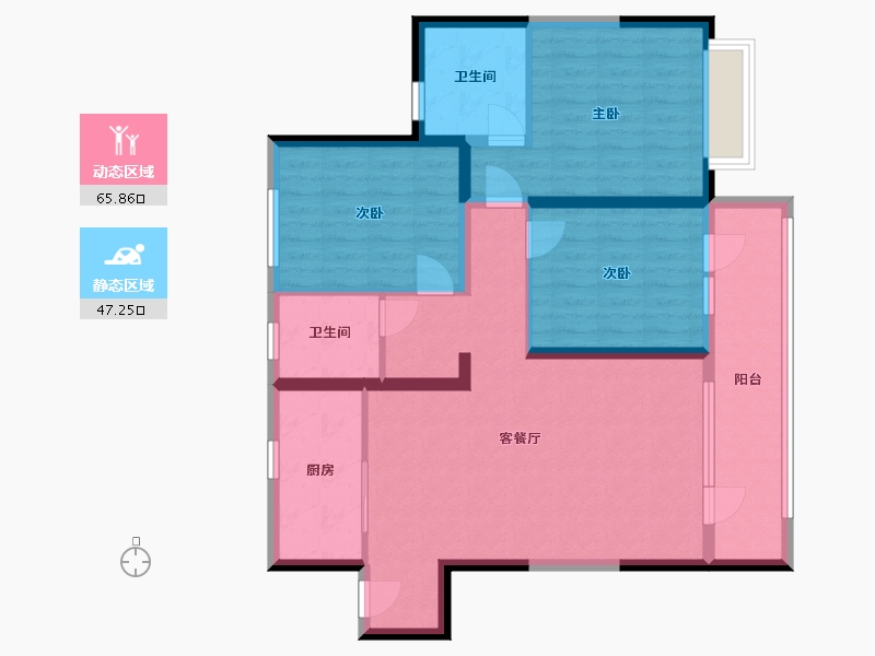 山东省-青岛市-天泰公园壹号-90.00-户型库-动静分区