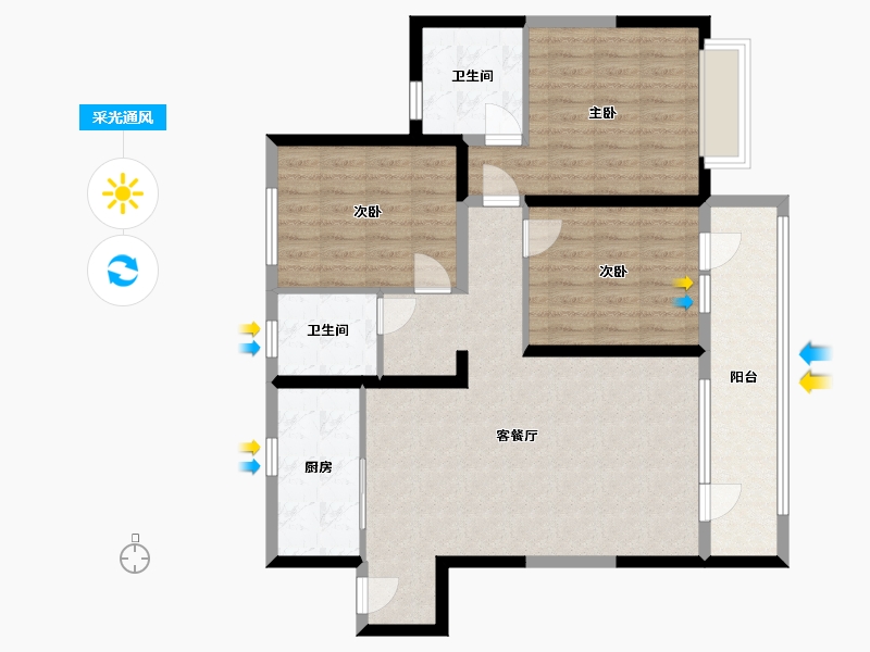 山东省-青岛市-天泰公园壹号-90.00-户型库-采光通风