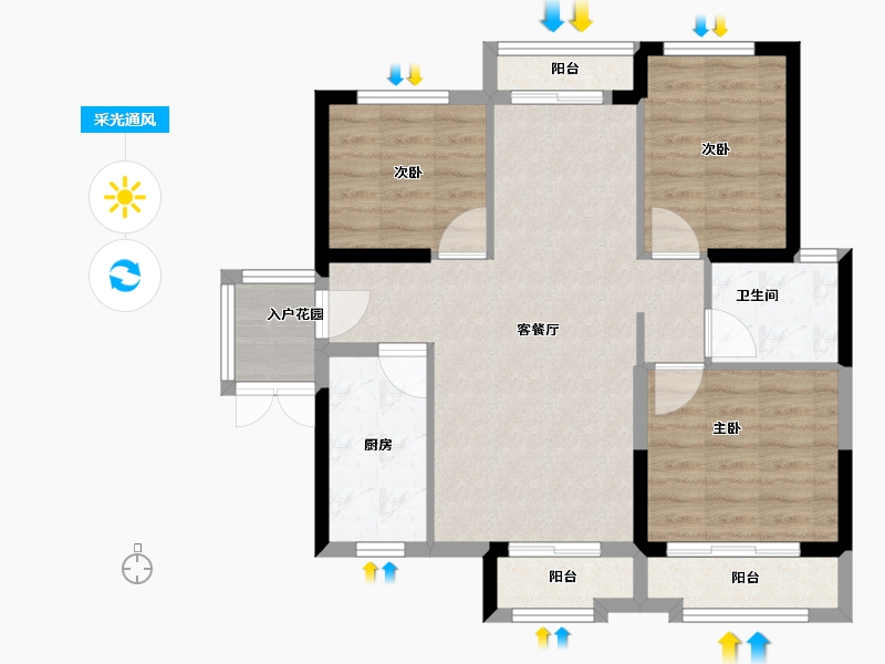 福建省-厦门市-古龙山语听溪-77.60-户型库-采光通风