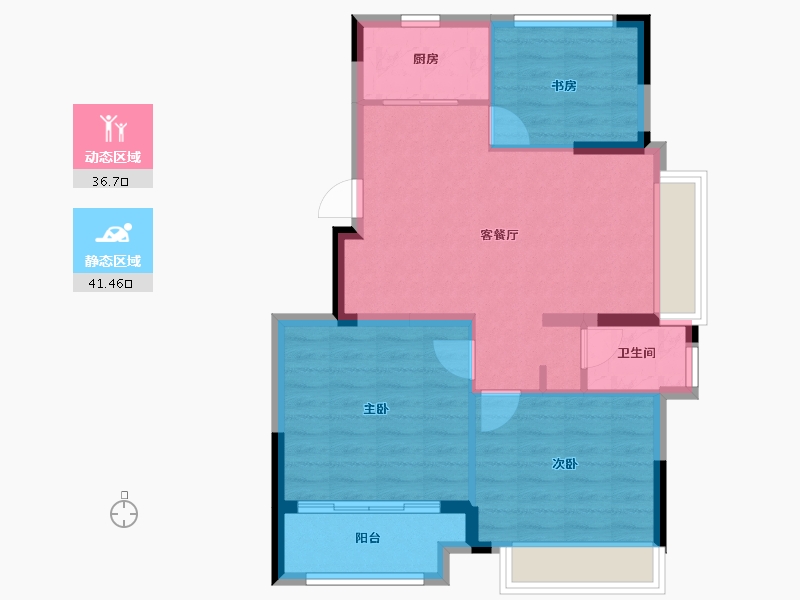 浙江省-嘉兴市-鸿翔仰山郡-70.39-户型库-动静分区