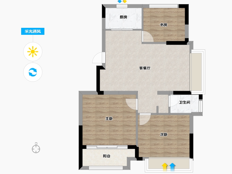 浙江省-嘉兴市-鸿翔仰山郡-70.39-户型库-采光通风