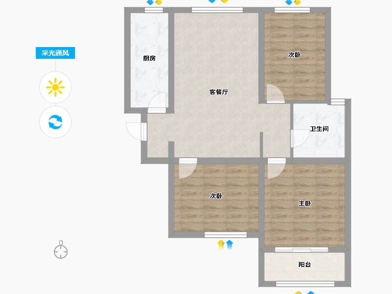 山西省-临汾市-东盛华庭-B区-77.00-户型库-采光通风