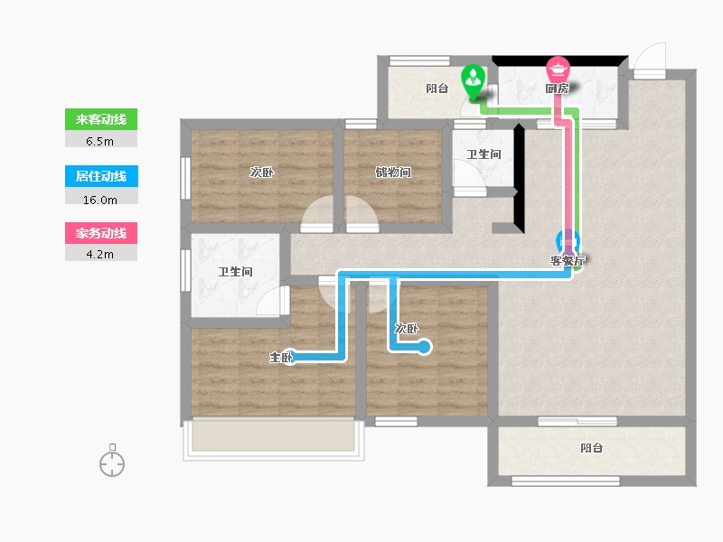 广西壮族自治区-崇左市-弘润江景苑-93.44-户型库-动静线