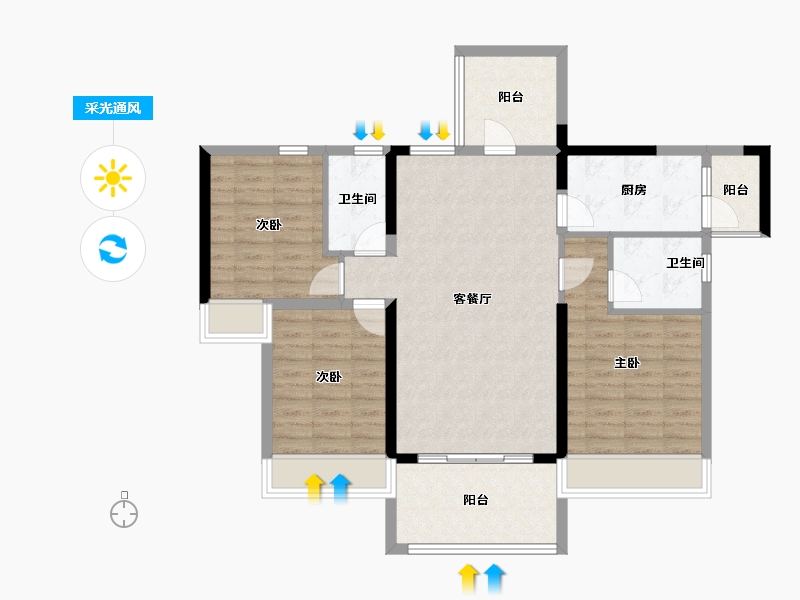 湖南省-常德市-五洲東岸-95.15-户型库-采光通风